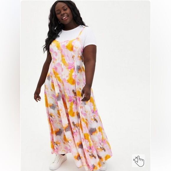 Torrid Maxi Challis Trapeze Dress with adjustable straps - Picture 2 of 14